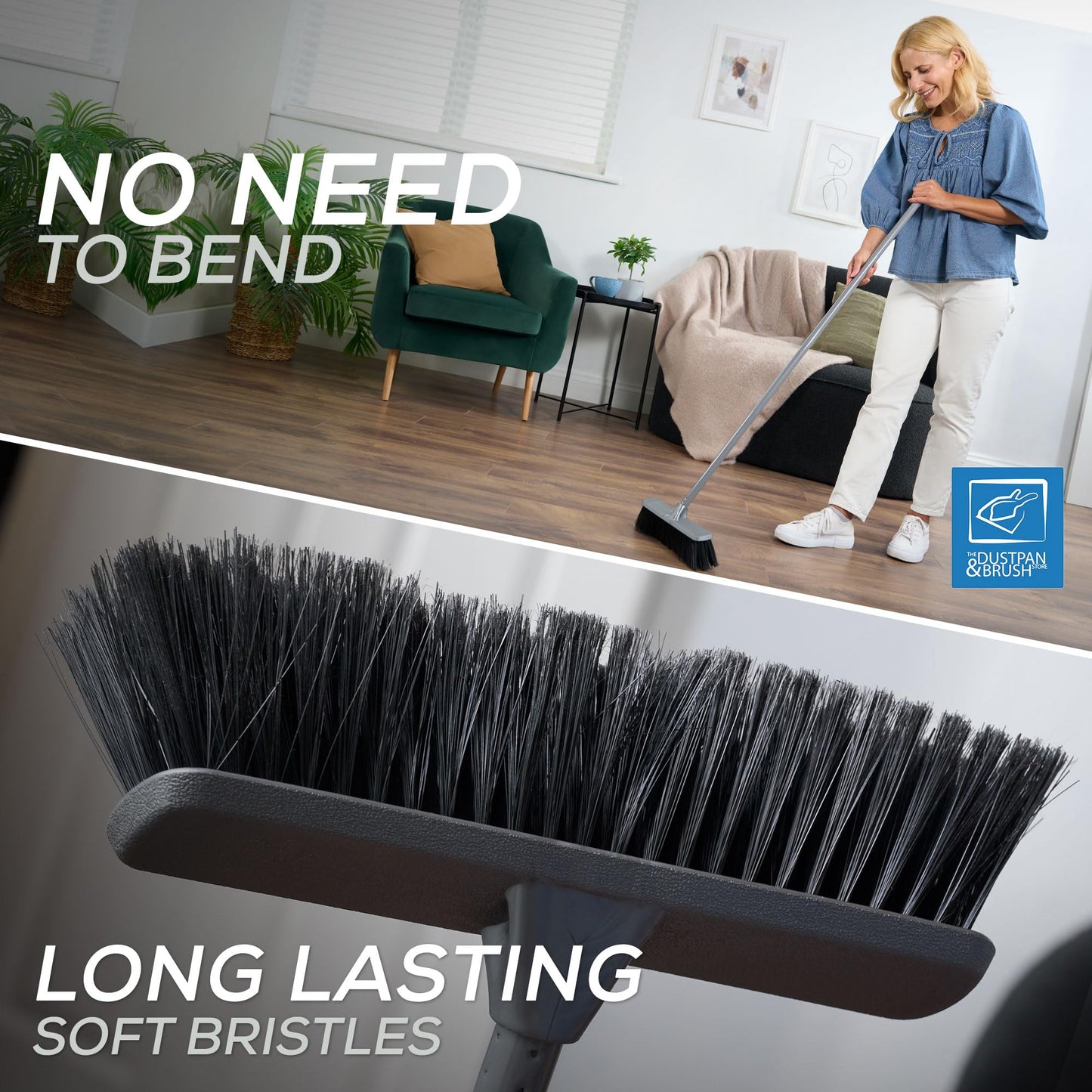 Sweeping Brush Indoor - Durable Floor Brush Indoor Broom with Durable Bristle Broom, Laminate Floor Brush Brooms with Strong Handle
