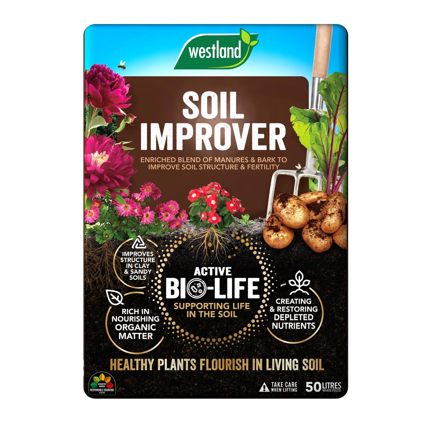 50L Soil Improver - Enriched Gardening Soils for Outdoor and Indoor Plants - Small to Large Plants - Promotes Rooting and Plant Vitality