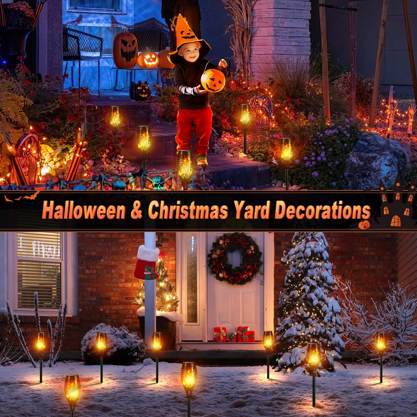 Solar Lights Outdoor, 4 Pack Auto On/Off Solar Garden Lights, IP65 Waterproof, Easy Installation