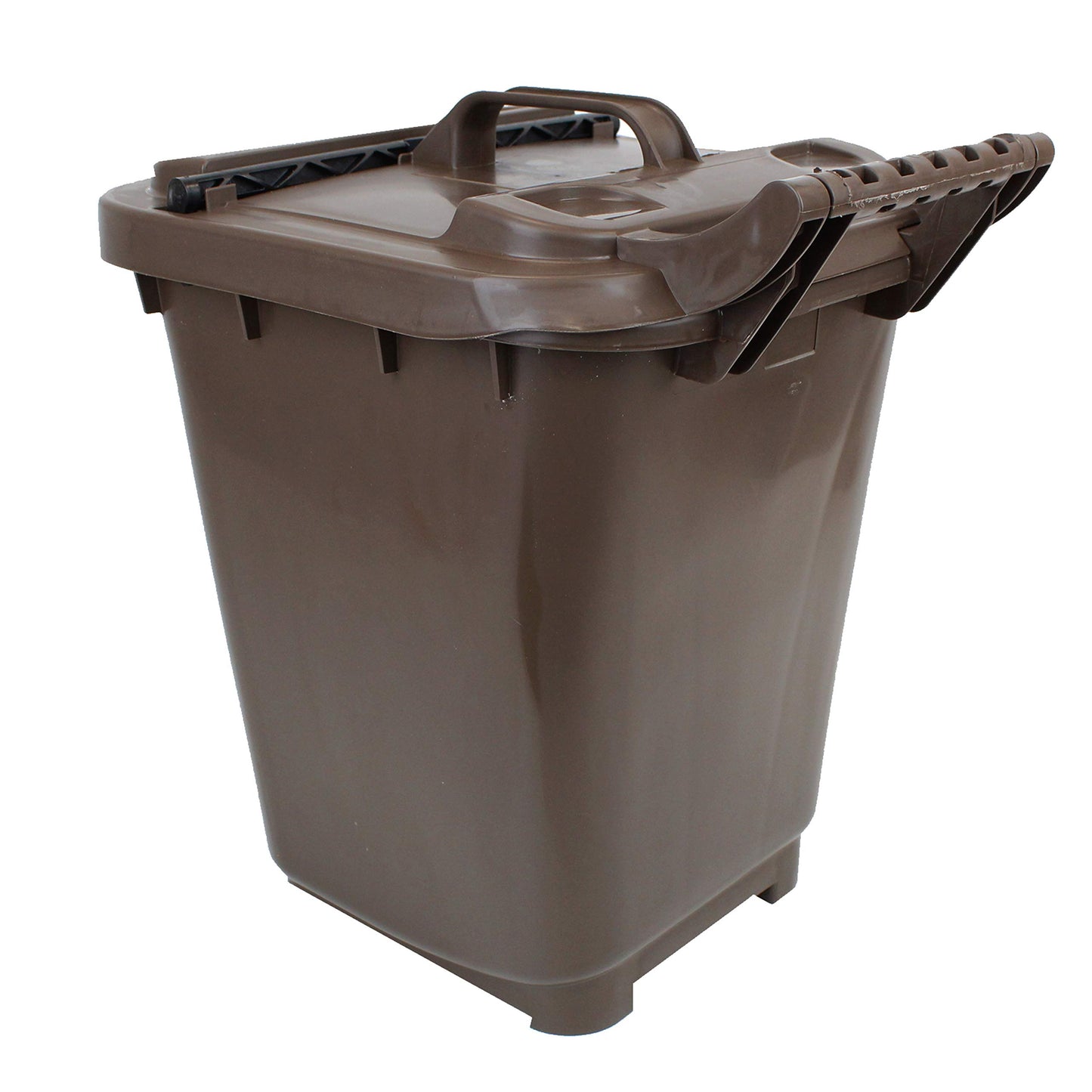 Kerbside Compost Caddy with Locking Lid - Brown - for Food Waste Recycling (23 Litre) - Plastic Bin with Composting Guide