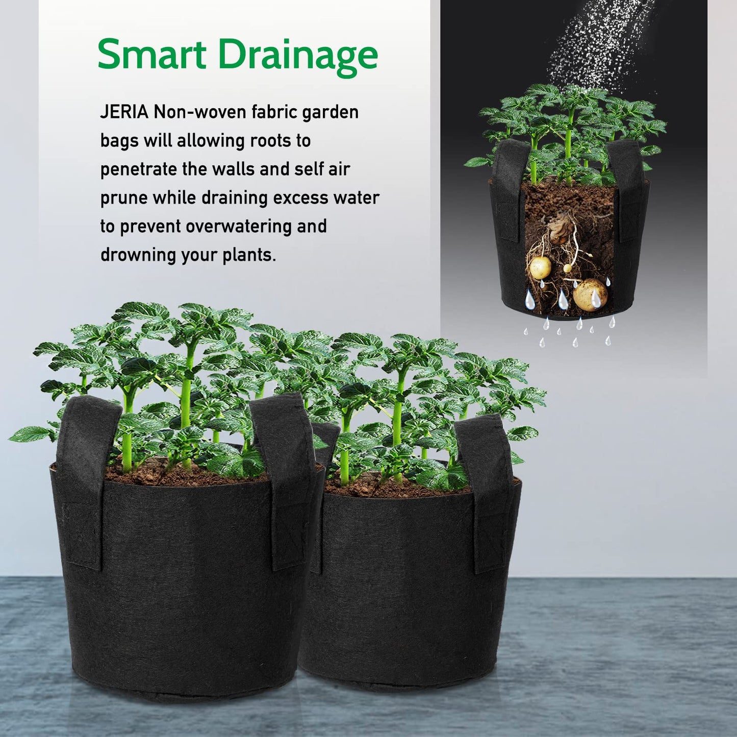 JERIA 12-Pack 3 Gallon, Vegetable/Flower/Plant Grow Bags, Aeration Fabric Pots with Handles (Black) ，Come with 12 Pcs Plant Labels