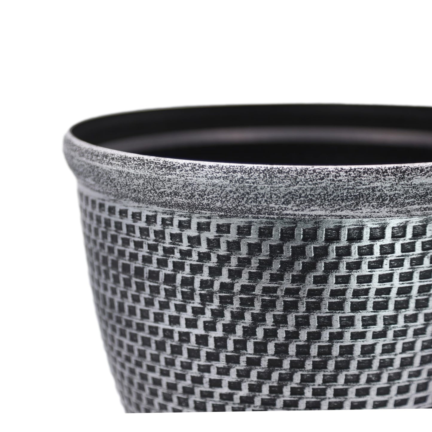 Fyne-Finds Set of 4 Large Plastic Round Silver Cromarty Plant Pot Flower Pot Planter Garden Decoration Antique 30cm, 12inch Outside Planters 10L Outdoor With Drainage Holes