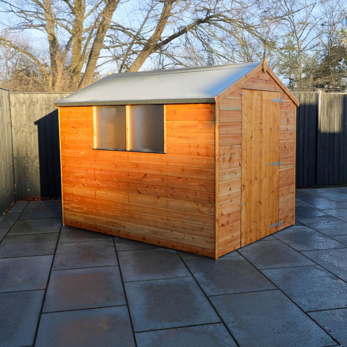 Waltons 8x6 Wooden Garden Shed | Shiplap Apex Roof Outdoor Storage Shed with Windows & Single Door | Tongue & Groove Timber | 8ft x 6ft Weatherproof Shed with Felt & Fixings