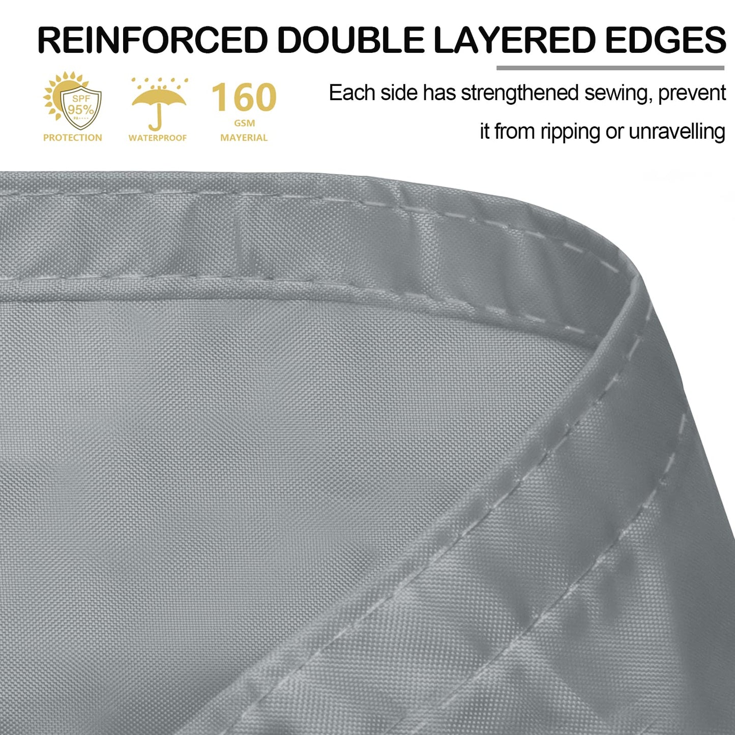 Mokani Sun Shade Sail, 3x3m Rectangle Sunscreen Awning Canopy, Waterproof Shade Sail, 95% UV Block with Free Rope, for Outdoors, Garden, Patio, Yard, Party(Grey)