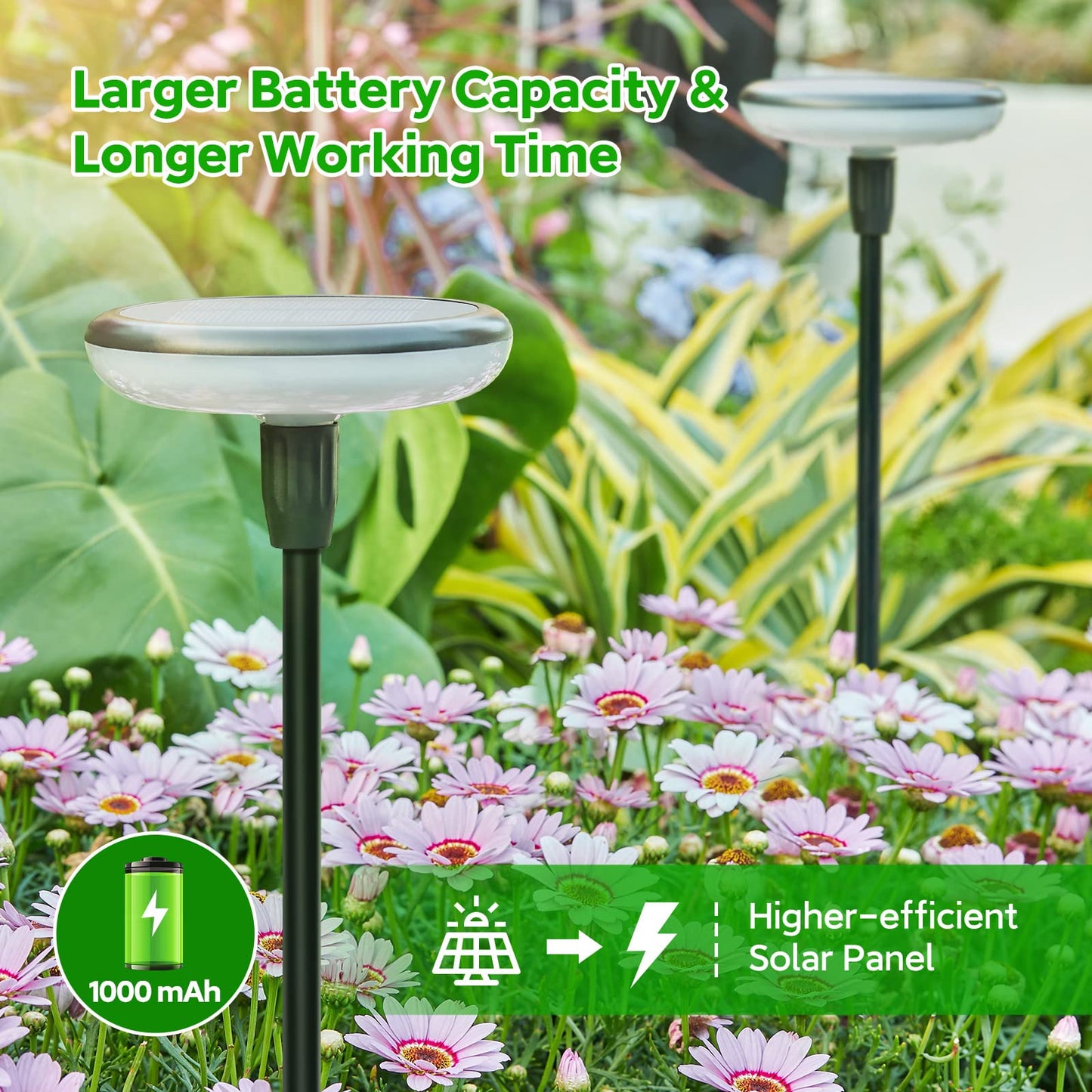 GEARLITE Solar Lights Outdoor Garden, 4 Pack Super Bright Garden Lights Solar Powered Built-in 1000mAh Battery, Sway by Wind, Waterproof Outdoor Ornament for Yard Patio Pathway Decorations