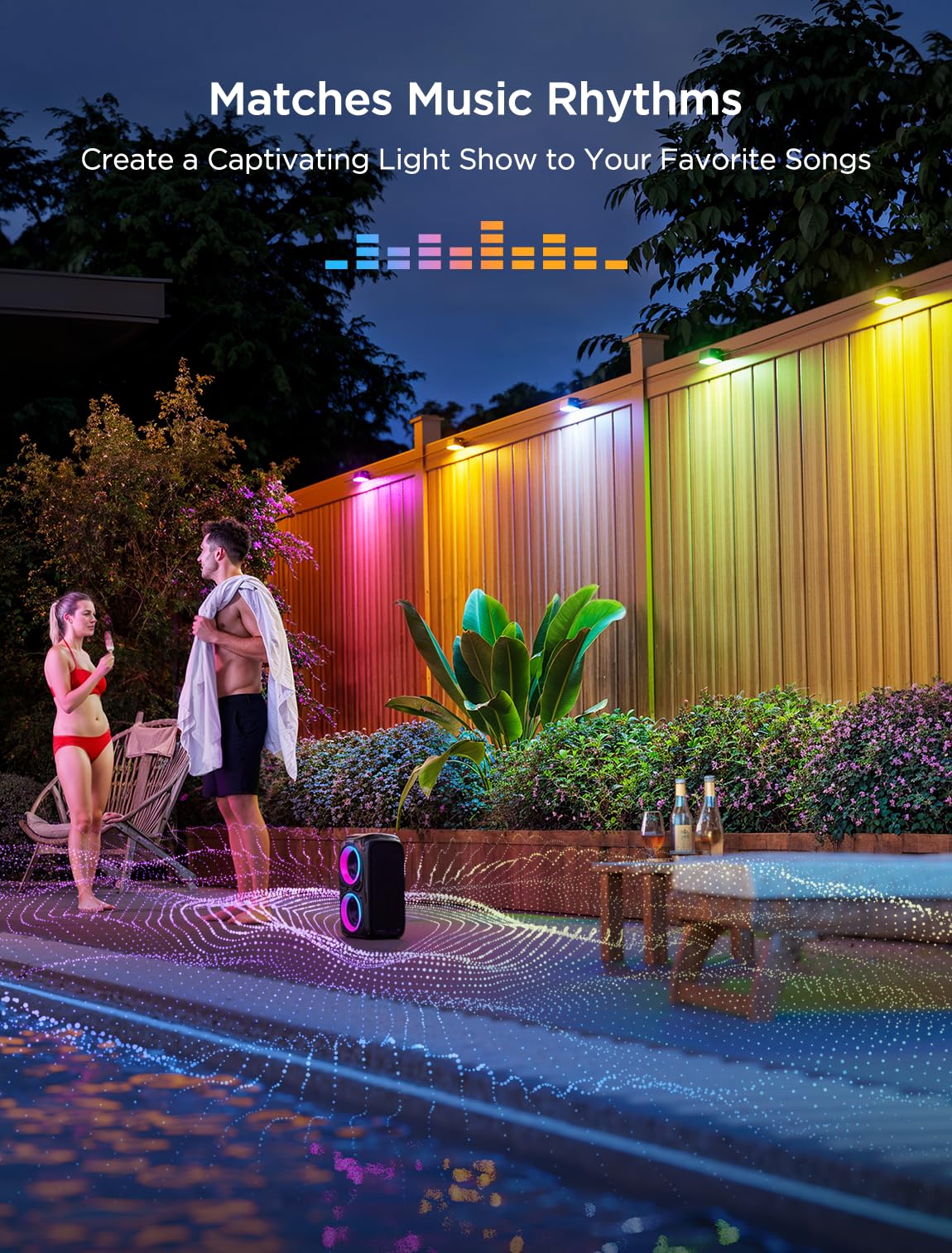 Govee Outdoor Decking Lights, RGBIC Fence Lights with White Light, IP65 Smart Step Lights, Works with Alexa and Matter, for Patio, Yard, Wired 6 Packs