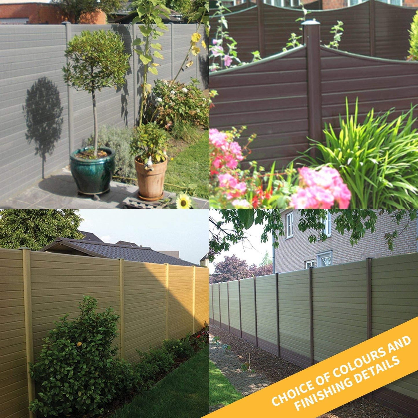 8' (2.4m) Walnut Long Composite Fence Board Plastic Eco Fencing Panel Plank Gravel Board