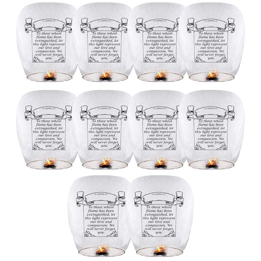Sky Chinese Lanterns 10 Pack Sky Lanterns to Release in Memory, Love White Color Large Memorial Paper Lanterns Birthday Wedding Funeral Christmas to Make Wishes (White)