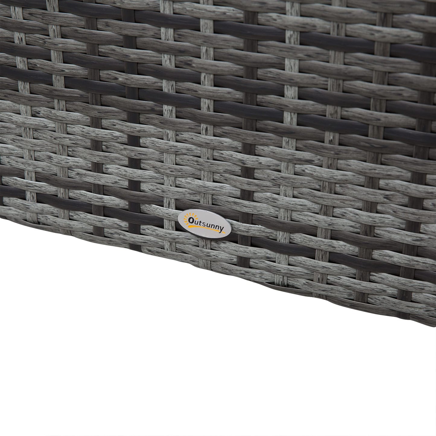 Outsunny 4 Pieces Rattan Garden Furniture Set, 4 Seater Corner Sofa Set with Storage Box, 2 Drawers Coffee Table, Loveseats with Cushions, Wicker Garden Conservatory Furniture for Balcony, Grey