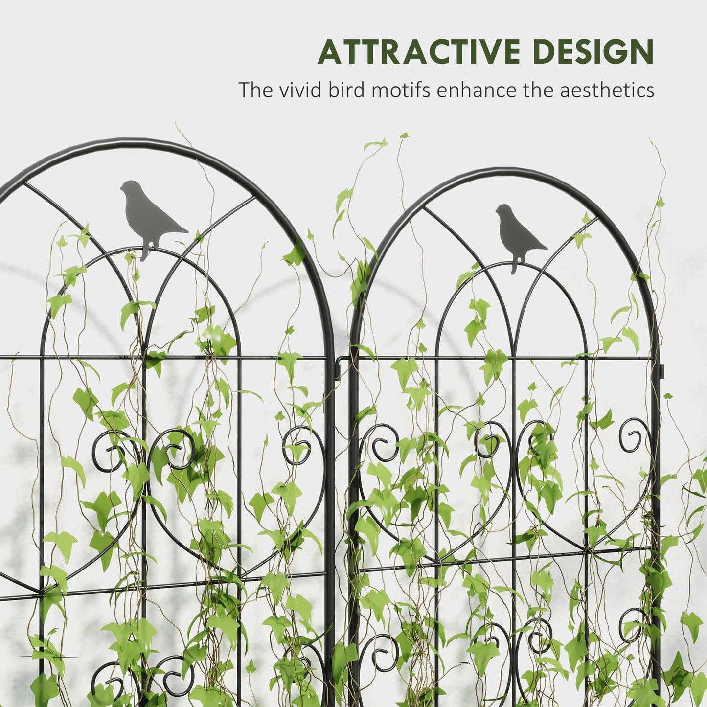 Outsunny Set of 2 Metal Garden Trellis, Decorative Trellis Panels for Climbing Outdoor Plants, Vegetables, Vines, Flowers, 150 x 50cm