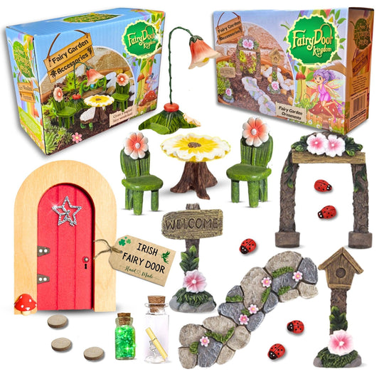 Fairy Garden Accessories Kits for Children with Fairy Door & Outdoor Fairy Garden Ornaments to Create an Enchanting Fairy Garden