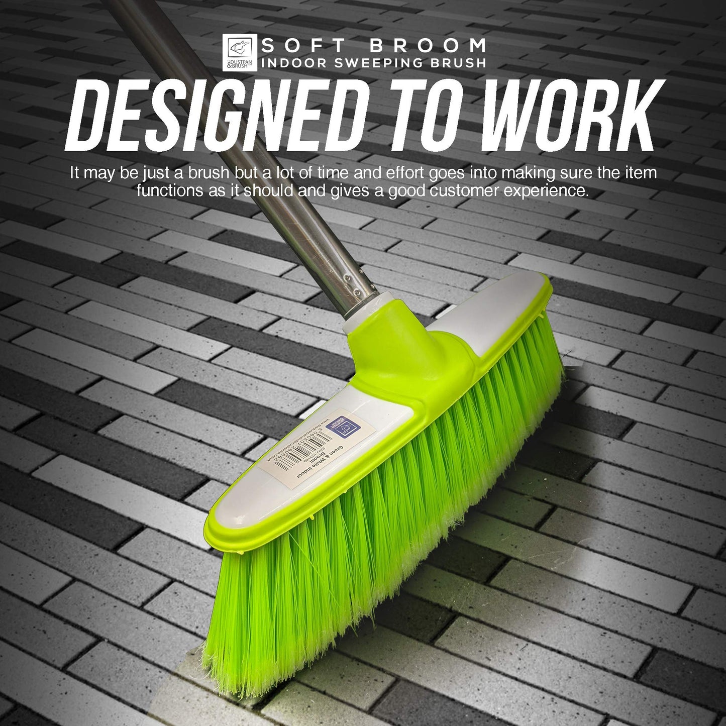 Soft Broom Indoor Sweeping Broom Brush with Stainless Steel Handle - The Perfect Indoor Sweeping Kitchen Floor Brush Broom for Your House - The Long Handled Brush Sweeper Broom (Green)