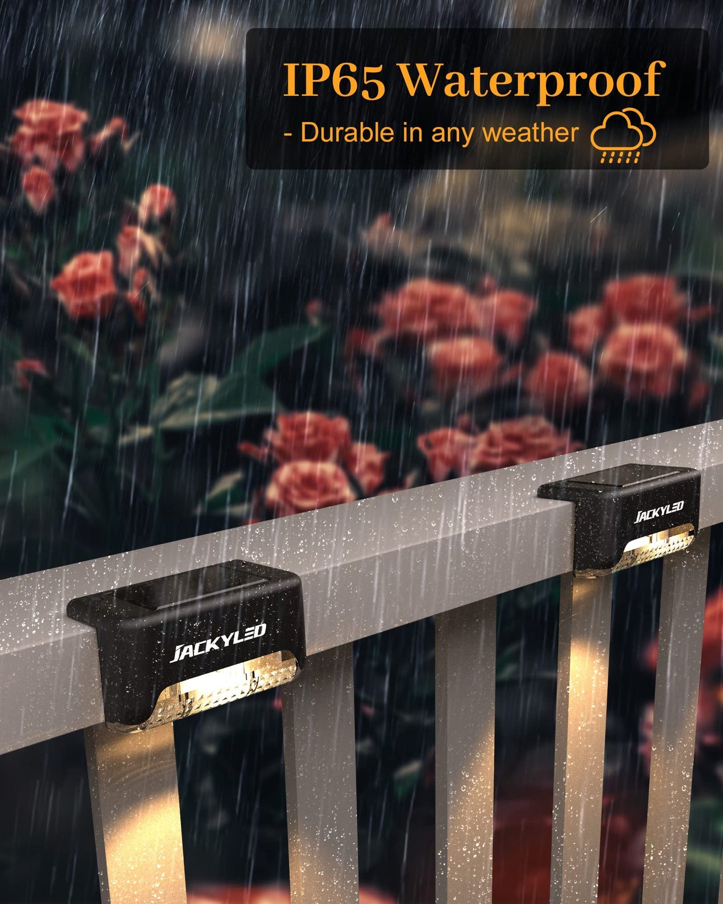JACKYLED 16 Pack Solar Deck Lights Outdoor, Solar Fence Light Waterproof LED Solar Powered Decking Light for Garden Deck,Outdoor Stair, Fence,Railing, Yard, and Pathway