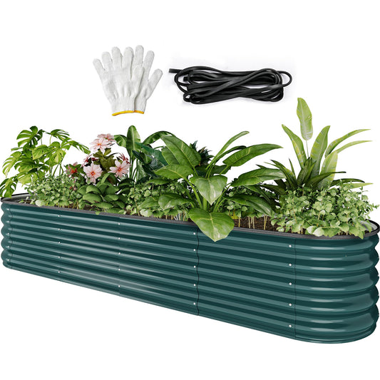 YITAHOME Outdoor Raised Garden Bed Kit 240x61x43cm, Raised Beds Thickened Zinc-Aluminum-Magnesium Stainless Steel Metal Raised Beds for Garden with Safety Rubber for Vegetables Flowers Fruits (Green)