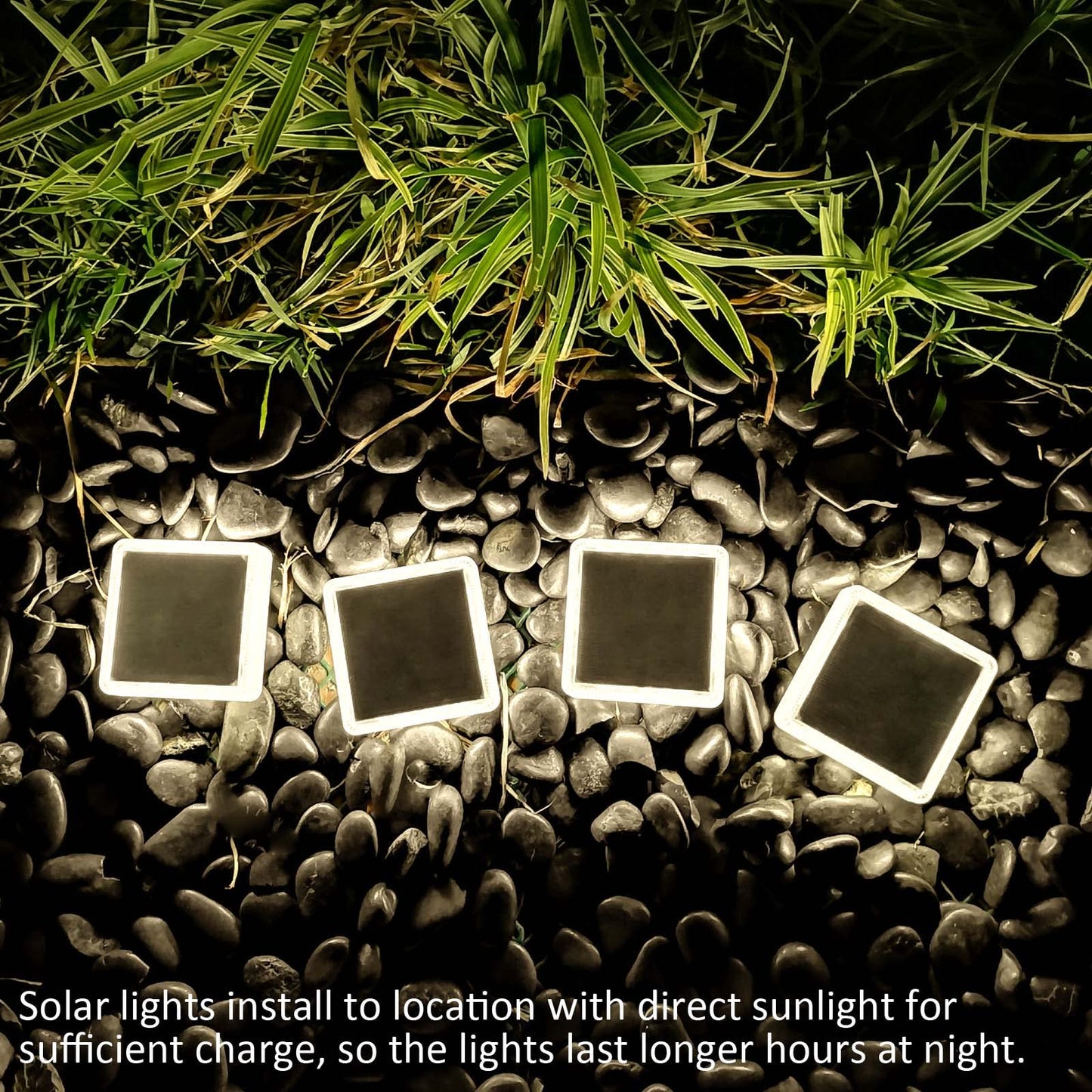 Soslina 4 Pack Solar Decking Lights Solar Powered Step Lights Outdoor IP68 Waterproof, 30LM Natural White 4000K, Solar Ground Lights for Garden Yard Patio Pathway Driveway, Square