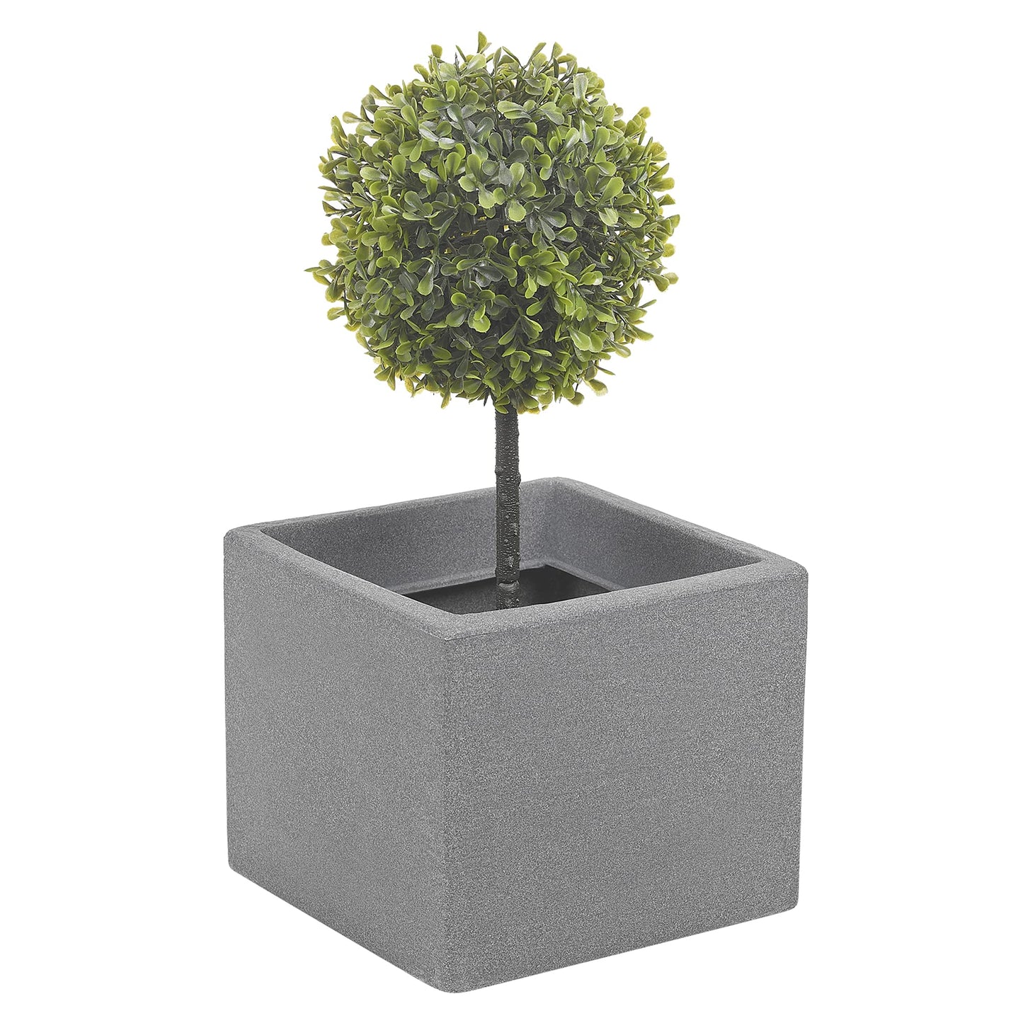 URBNLIVING Stone Effect Flower Planter 20cm Cube Plant Pot Indoor Outdoor (Charcoal)