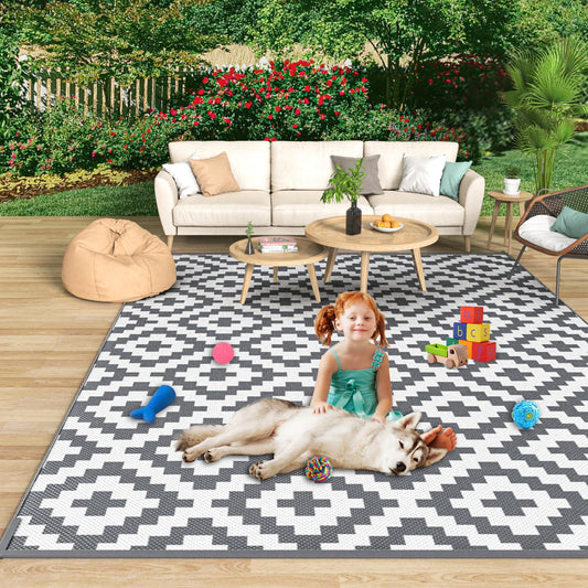 MOKANI Outdoor Rug for Patios Waterproof, Anti-slip Plastic Straw Garden Mat Carpet UV Resistant Indoor Area Rugs for Camping, Deck, Beach, Picnic, Backyard (120x180cm)