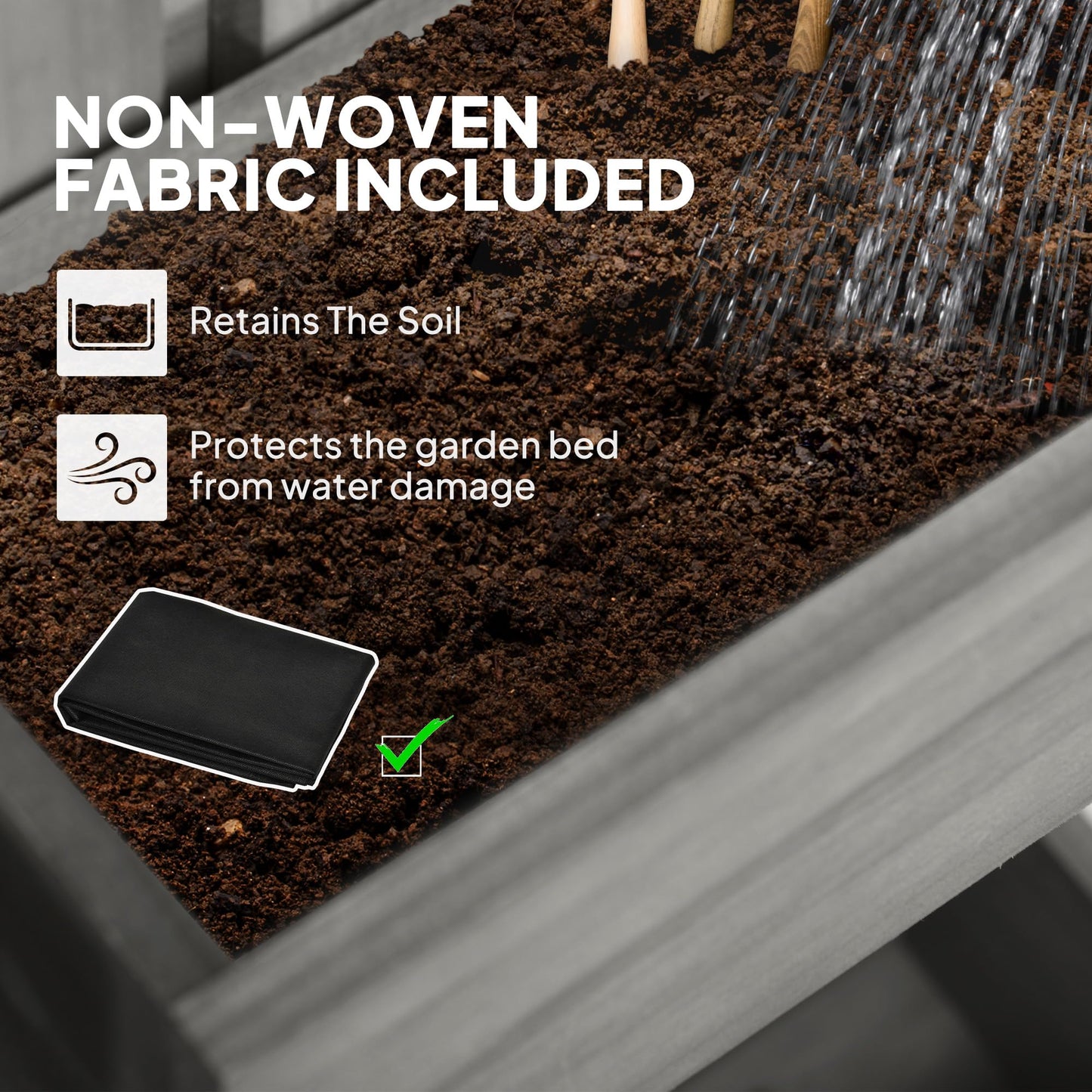 Outsunny Wall-mounted Wooden Garden Planters with Trellis, Drainage Holes and 3 Movable Planter Boxes, Wall Raised Garden Bed for Patio, Grey