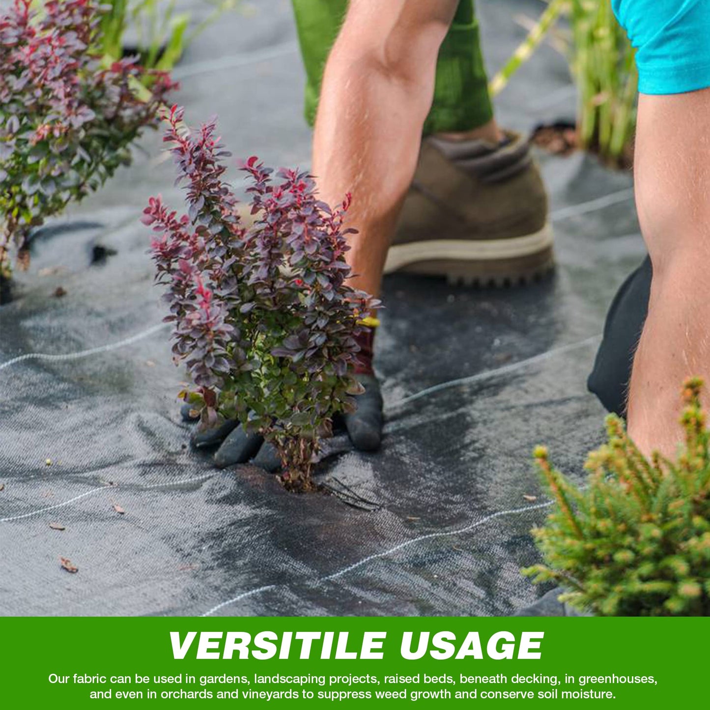 GroundMaster 5m x 10m Heavy-Duty Weed Control Membrane Woven Polypropylene Ground Cover Fabric for Gardens, Landscaping, Driveways and Patios - Easy Install Weed Membrane with Water Permeable Barrier