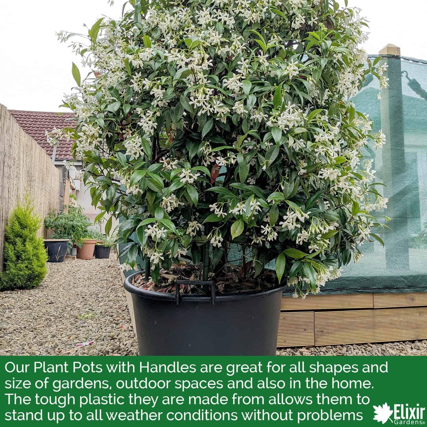 Elixir Gardens Large Recycled Plastic Plant Pot/Tree & Shrub Pots with Handles | 30, 35, 50, 75, 80, 95, 110 & 130 L Plastic Planter Pots in 1-10 Quantities | 45/50 Litre x 1