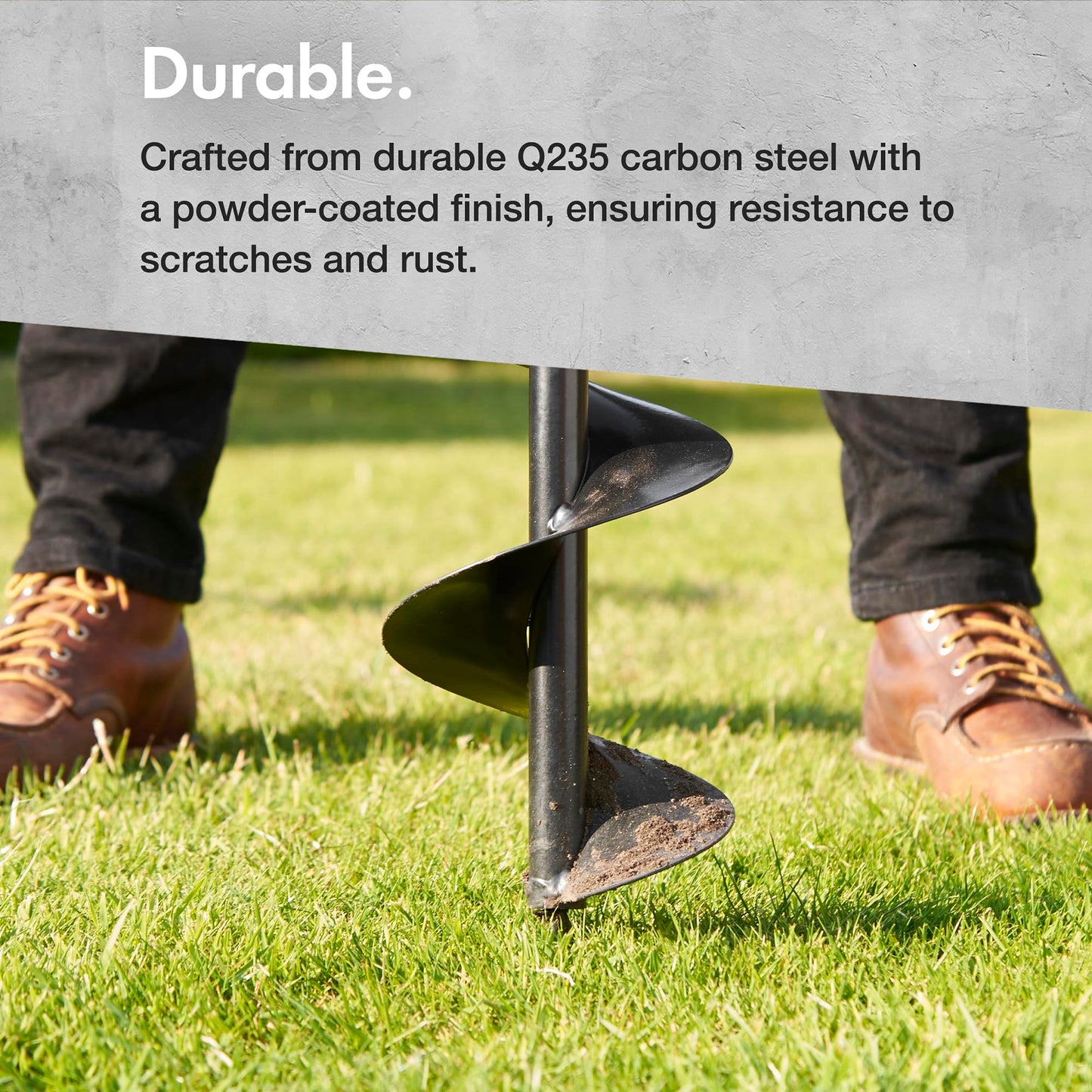 VonHaus Fence Post Auger – Manual Post Hole Digger for Gardening, Garden Flower Planting, Bulb Planting, Umbrellas, Ice, Mixing Fertilizer – 1050mm x 150mm