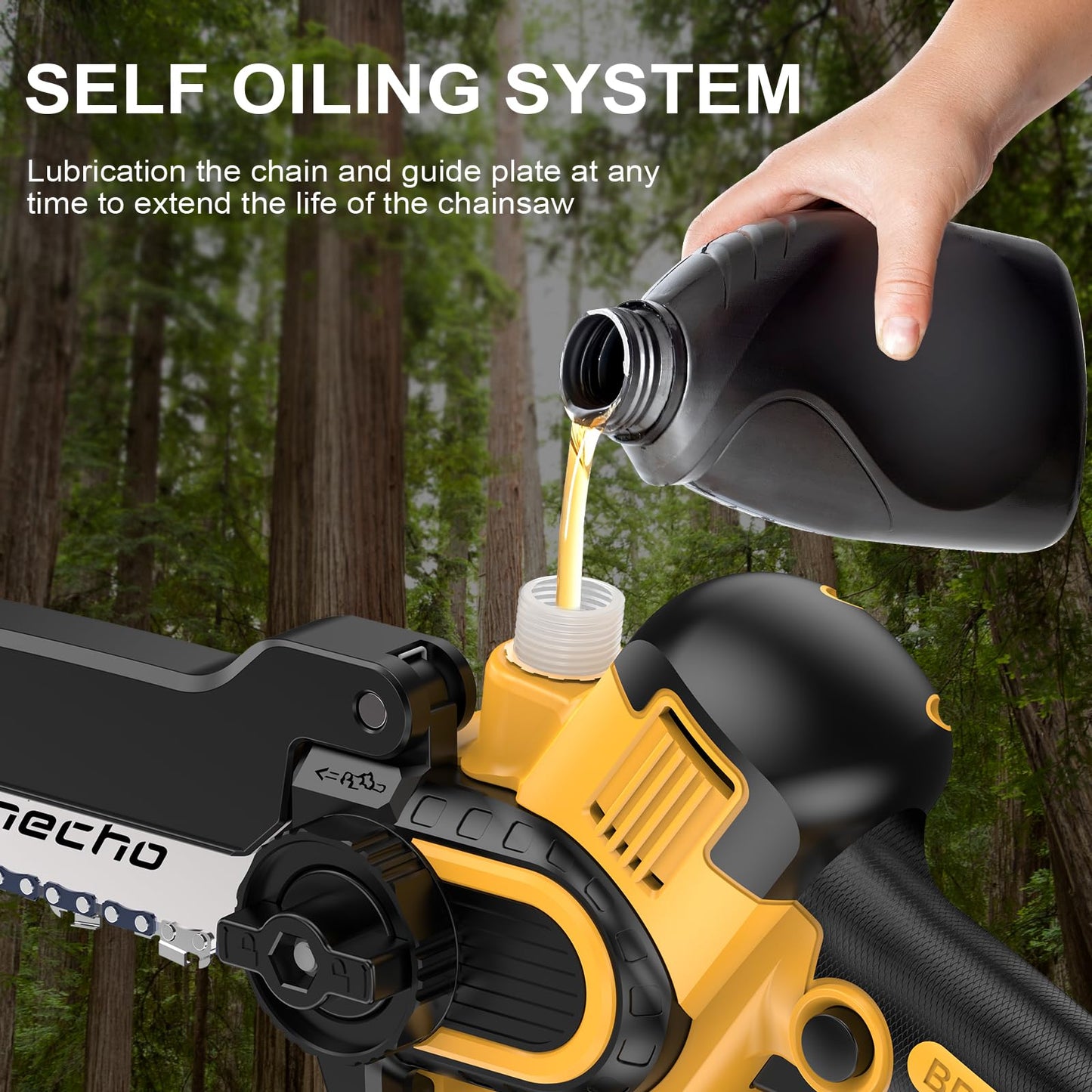 Stonecho Mini Chainsaw 8 Inch, 2x4000mAh Battery Chainsaw with Oiler System, Brushless Motor Mini Chainsaw Cordless, 36.5FT/S Chain Speed Handheld Electric Mini Chainsaw for Garden Tree Branch Cutting