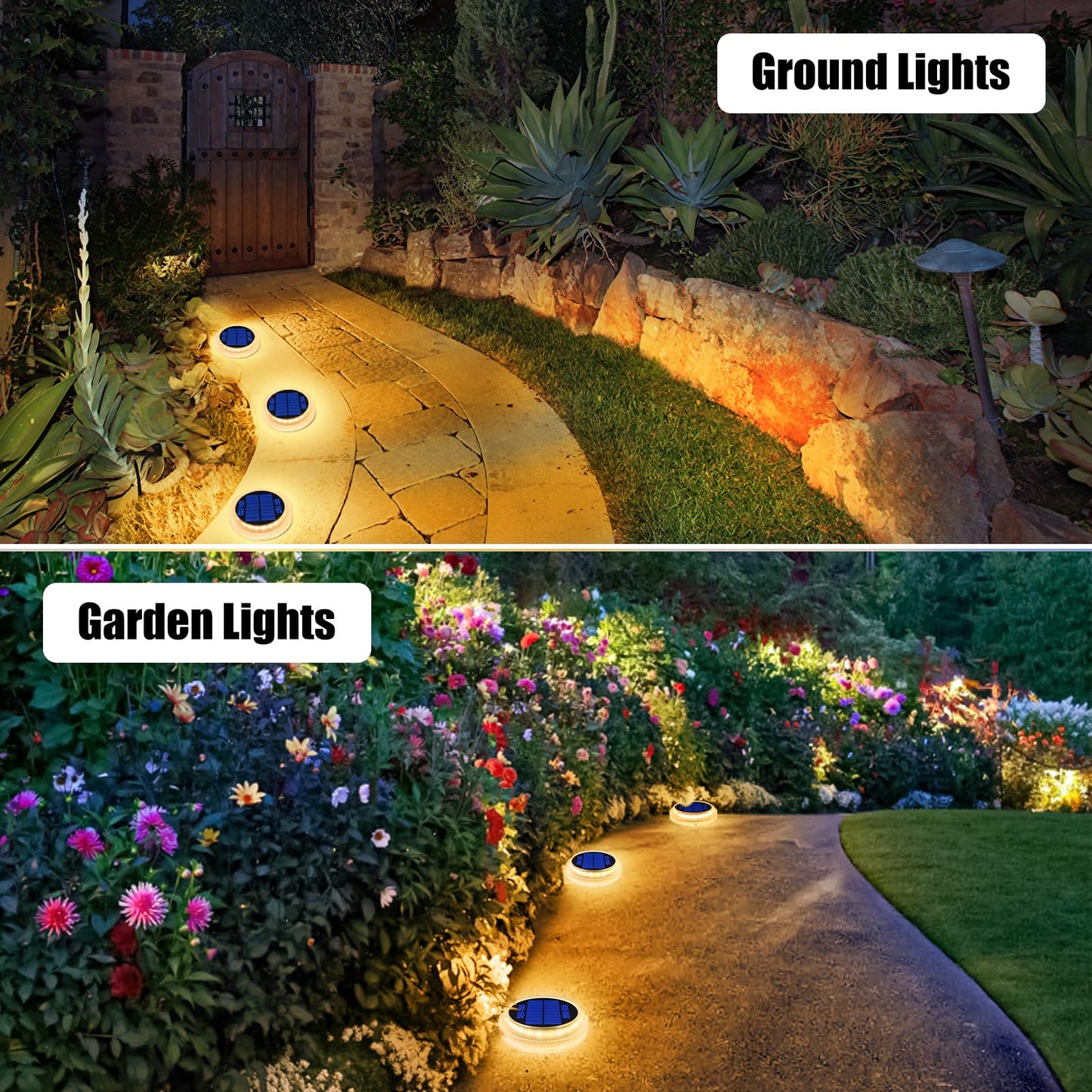 YiLaie Solar Decking Lights, Solar Step Ground Lights - 4 Pack, IP68 Waterproof Solar Lights Outdoor Garden for Walkway Decks Pathway Yard Stairs Fences Decorations [Warm White]