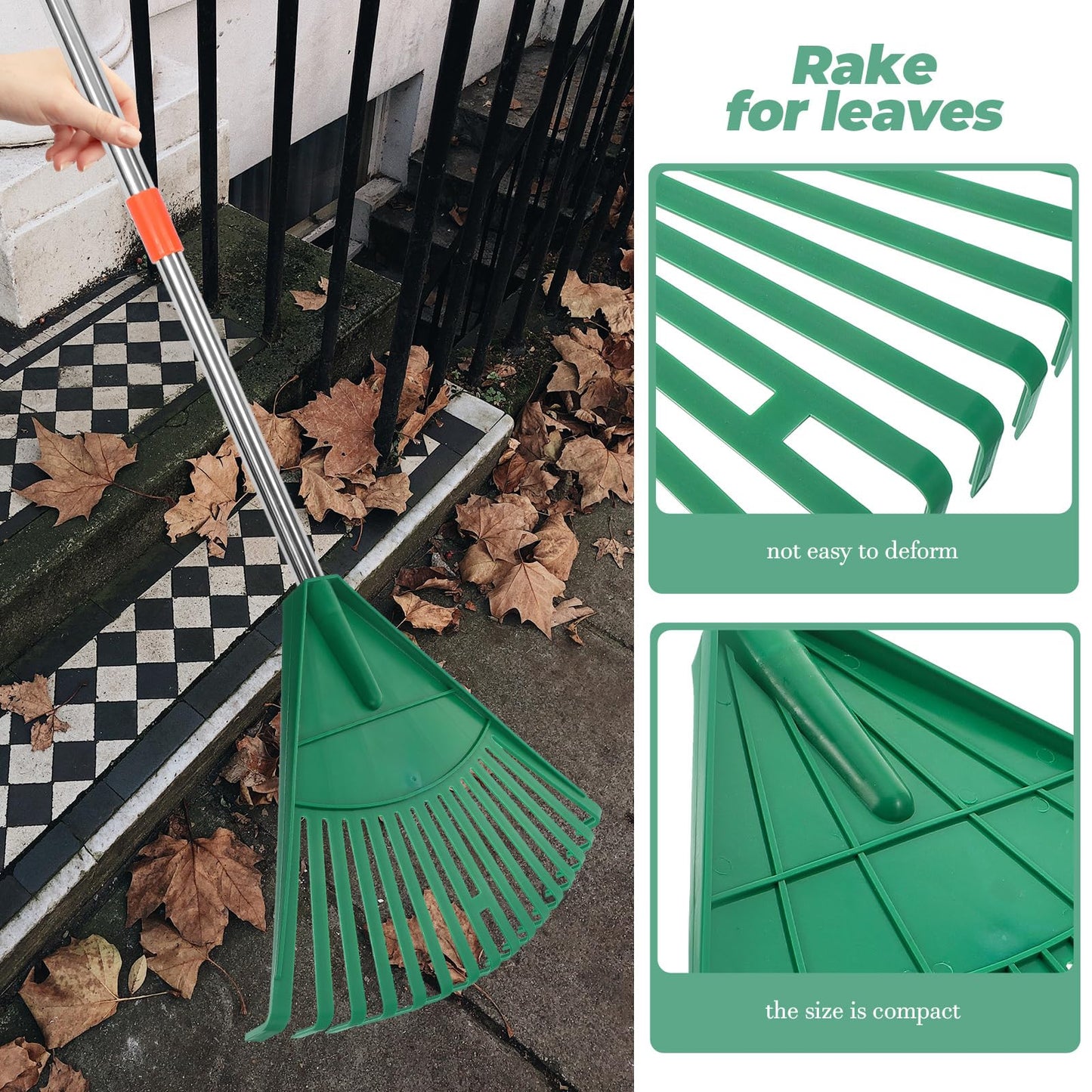 BESPORTBLE Plastic Rake Head, Garden Leaf Rake Head Replacement Garden Leaf Scoop Rake Shrub Rake Plastic Garden Rake Head for Leaves, Lawn, Hay, Gardening Tool