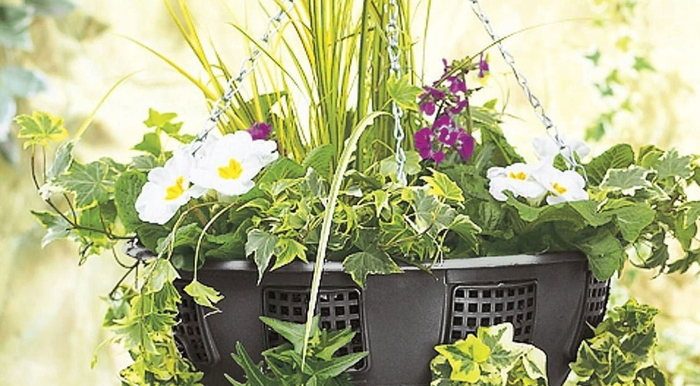 (Set of 2) 14" Easy Bloom Hanging Baskets Large Outdoor Garden Flower Planter