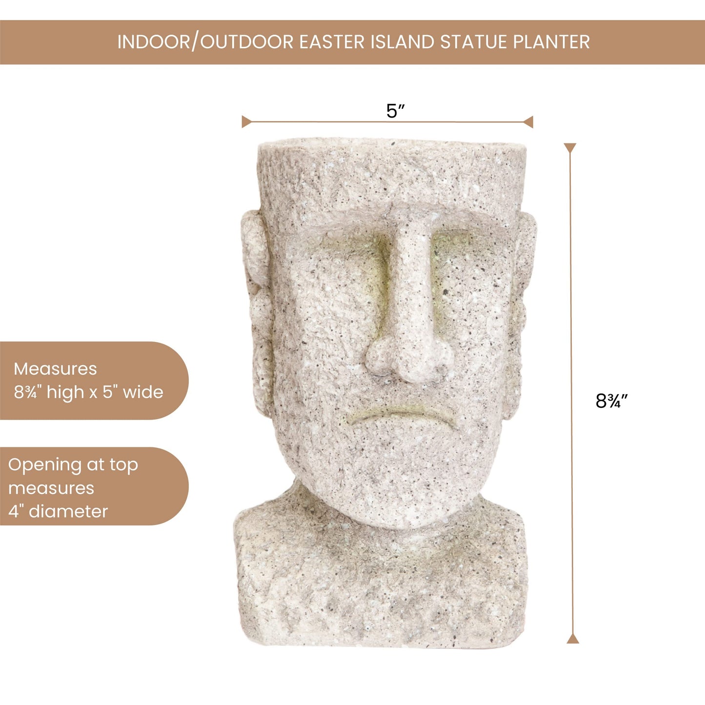 Bits and Pieces - Easter Island Statue Planter - Yard Decorations - Polyresin Sculpture - Indoor/Outdoor Statue Planter - Urn for Plants