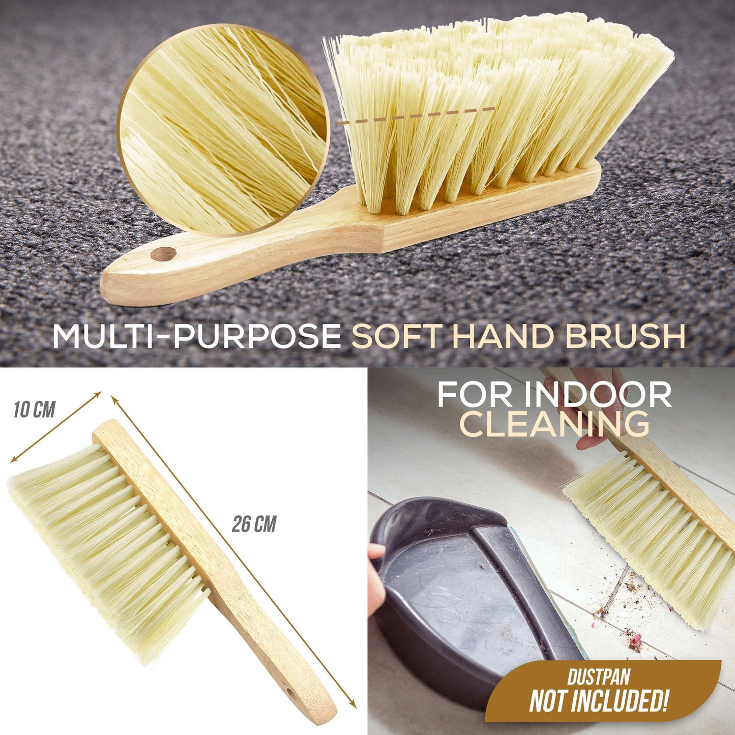 Newman and Cole Natural Wooden Hand Brushes - Choose from Hard Stiff Bristle Brush or Soft Brush with Natural or Synthetic Bristles - 1 x Soft Synthetic Bristle Hand Brush