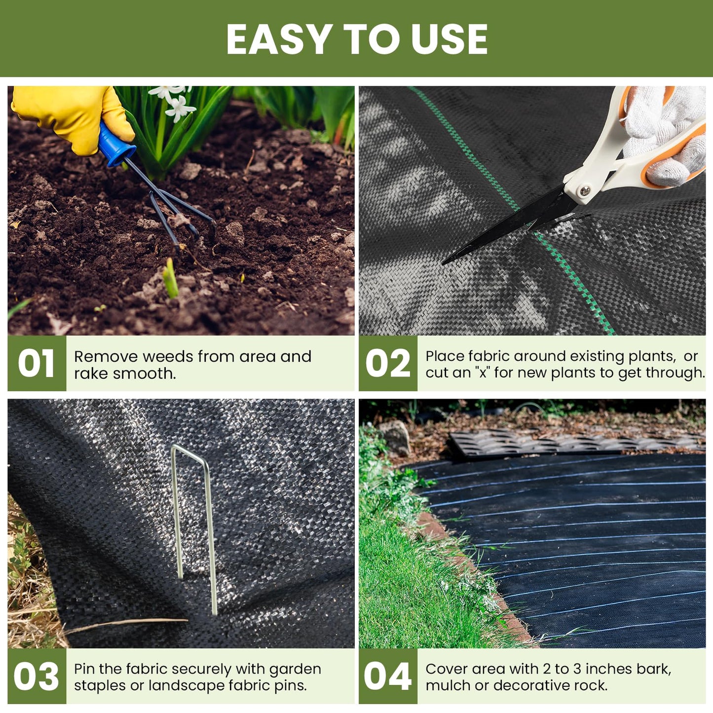 Velway Weed Control Membrane 2x5M - with 30 Garden Pegs Heavy Duty Weed Control Barrier Fabric Landscaping Ground Cover Weed Suppressant Membrane for Artificial Grass Patio Paths Flower Beds