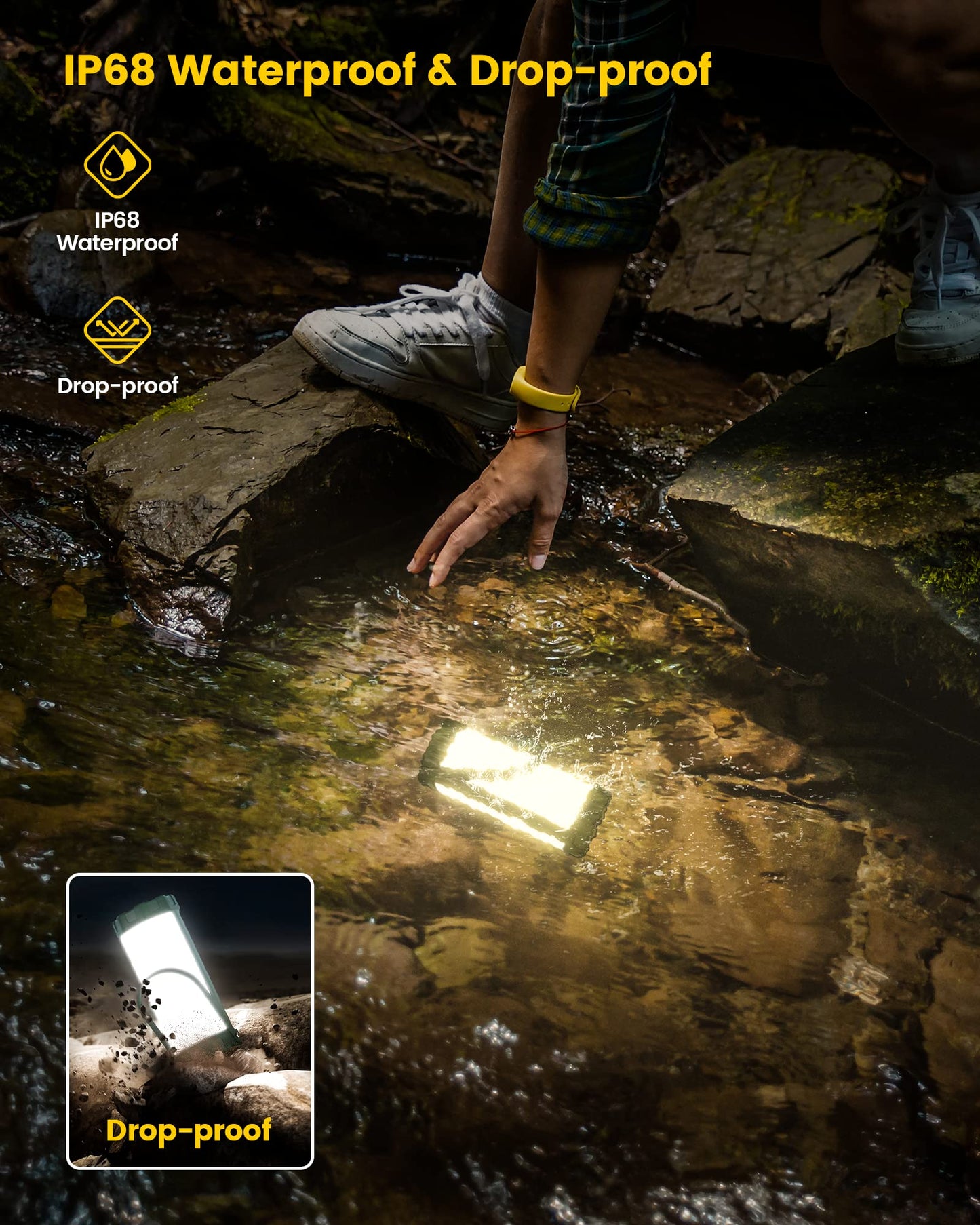 Glocusent Survival Camping Lantern, 106LED with 5 Brightness, Up to 1200LM, 3 Modes & SOS, Rechargeable for 80hrs, IP68 Waterproof, Small & Light, Emergency Light for Blackout, Hurricane (Green)