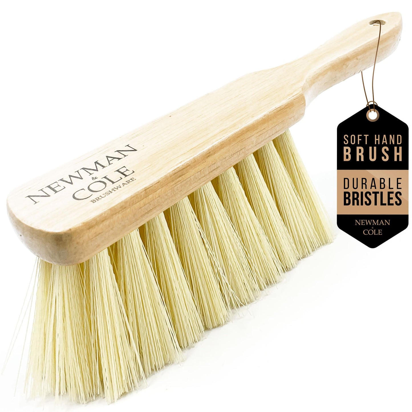 Newman and Cole Natural Wooden Hand Brushes - Choose from Hard Stiff Bristle Brush or Soft Brush with Natural or Synthetic Bristles - 1 x Soft Synthetic Bristle Hand Brush