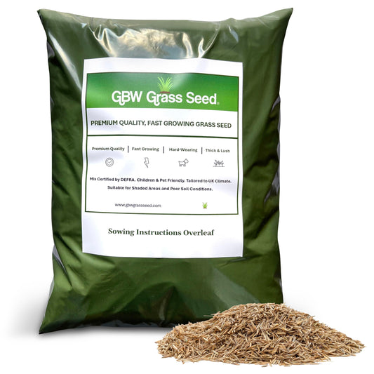 GBW Grass Seed 1kg - Covers up to 60 m2 (645 ft2) - Premium Quality Lawn Seed - Rapid Growth – Can Germinate as Quick as 10 days - Hard Wearing against Pet Urine - Tailored to UK Climate - 100% Refund