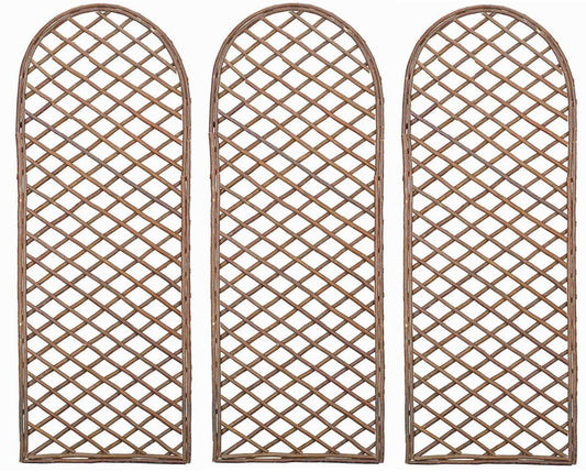 Selections Pack of 3 Willow Trellis Framed Panel with Curved Top (120 x 45 Centimetre)