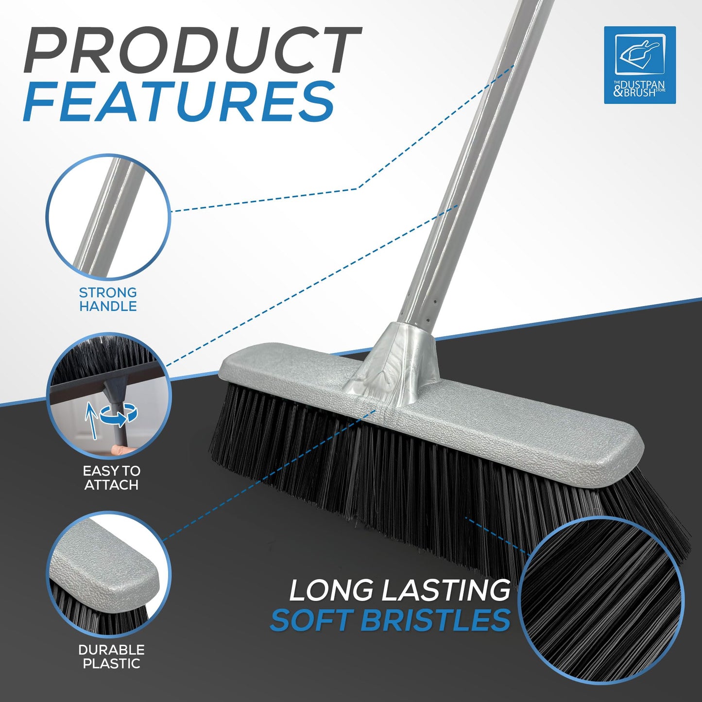 Sweeping Brush Indoor - Durable Floor Brush Indoor Broom with Durable Bristle Broom, Laminate Floor Brush Brooms with Strong Handle
