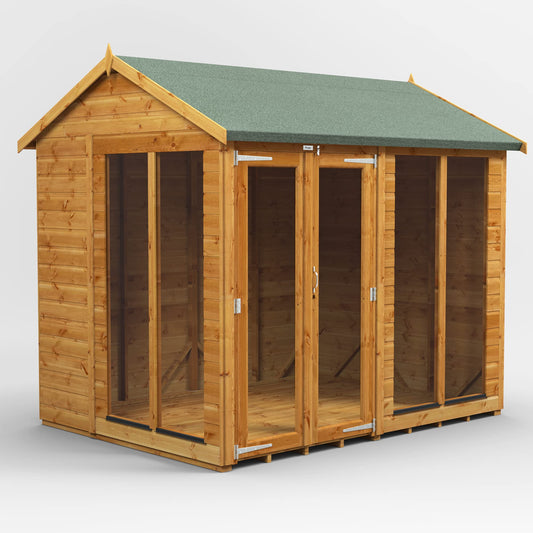 Powersheds High Grade Premium Apex Summer House Wooden Shed with Security Features, PVC Window Sills, Door & Window Flexibility, made from Extra Thick Timber