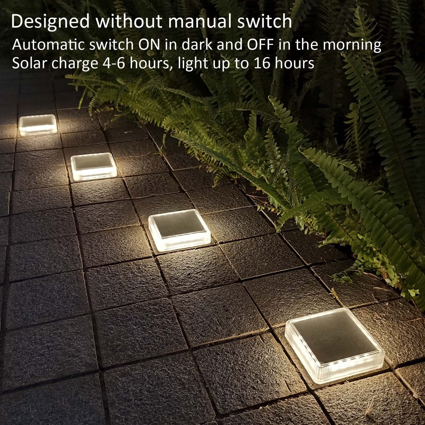 Soslina 4 Pack Solar Decking Lights Solar Powered Step Lights Outdoor IP68 Waterproof, 30LM Natural White 4000K, Solar Ground Lights for Garden Yard Patio Pathway Driveway, Square