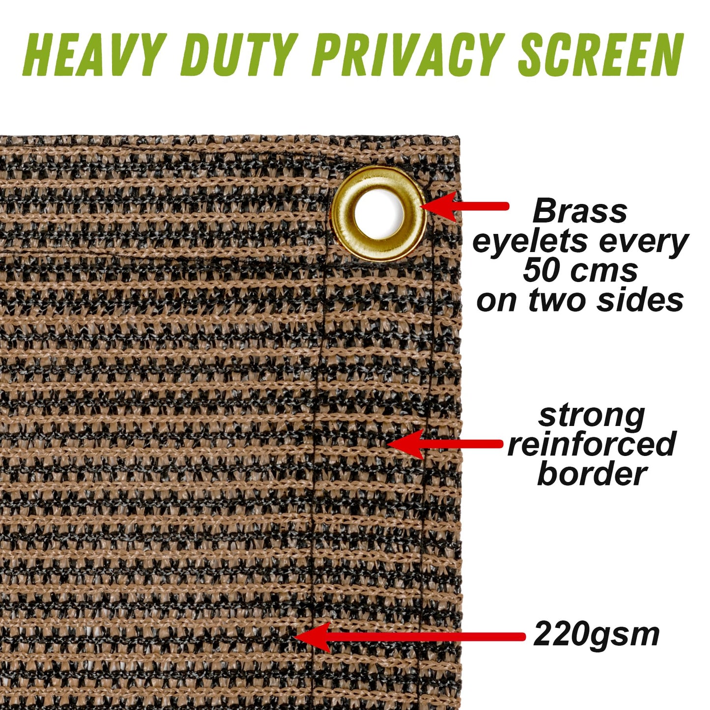 1m,1.5m, 2m Wide Privacy Netting Garden Screening Windbreak Fencing 95% Shade Fence Net Brown 1m x 10m FREE 6 Bungees 50 Zip Ties Included