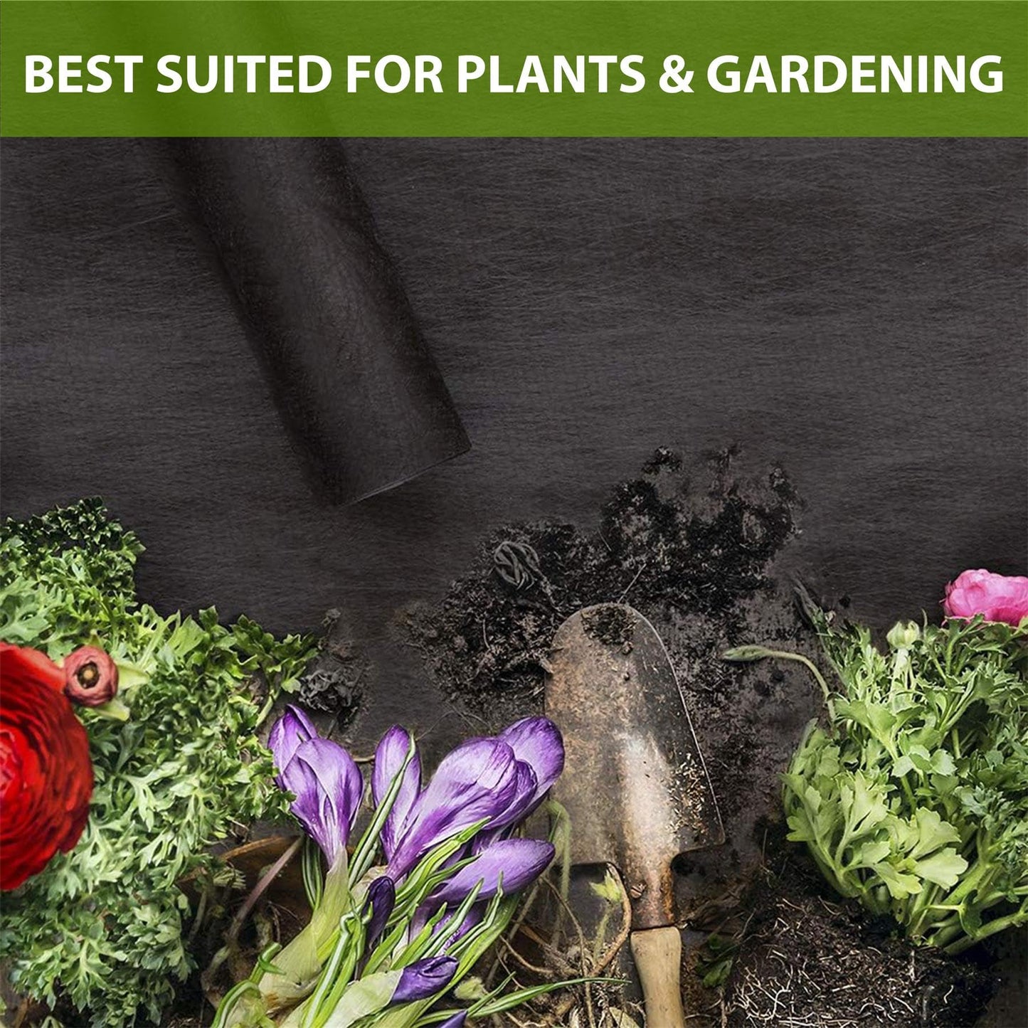 GEEZY Non-Woven Black Weed Control Fabric 1.5x7m - 45GSM Tear Resistant Garden Liner, Water Permeable, UV Stabilised - Ecological Weed Suppressant Membrane - Suitable for Plants Vegetables Flowers