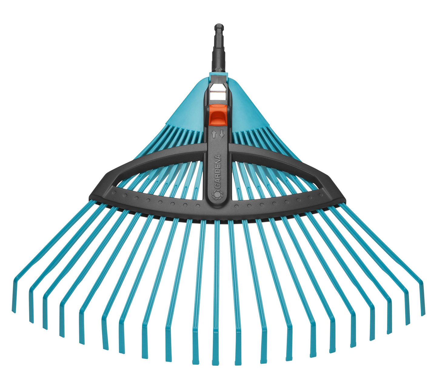 Gardena Combisystem Plastic Adjustable Rake, Leaf Rake with Adjustable Elastic Plastic Tines, Working Width of 35-52 cm, Wobble-free Work, only rake handle not included (3099-20)