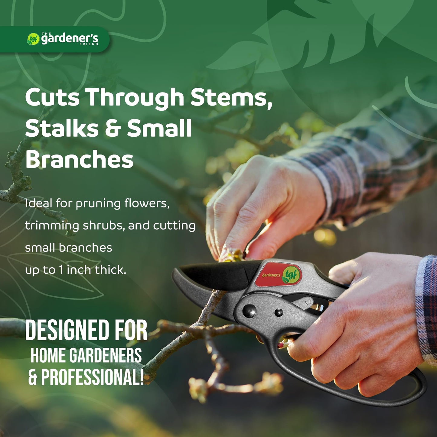 Secateurs, Ratchet Anvil Style Shears, Made For Weak Hands But Strong Enough For Any Pruning Application - Garden Pruners, This Tool Makes A Great Gift For Gardeners