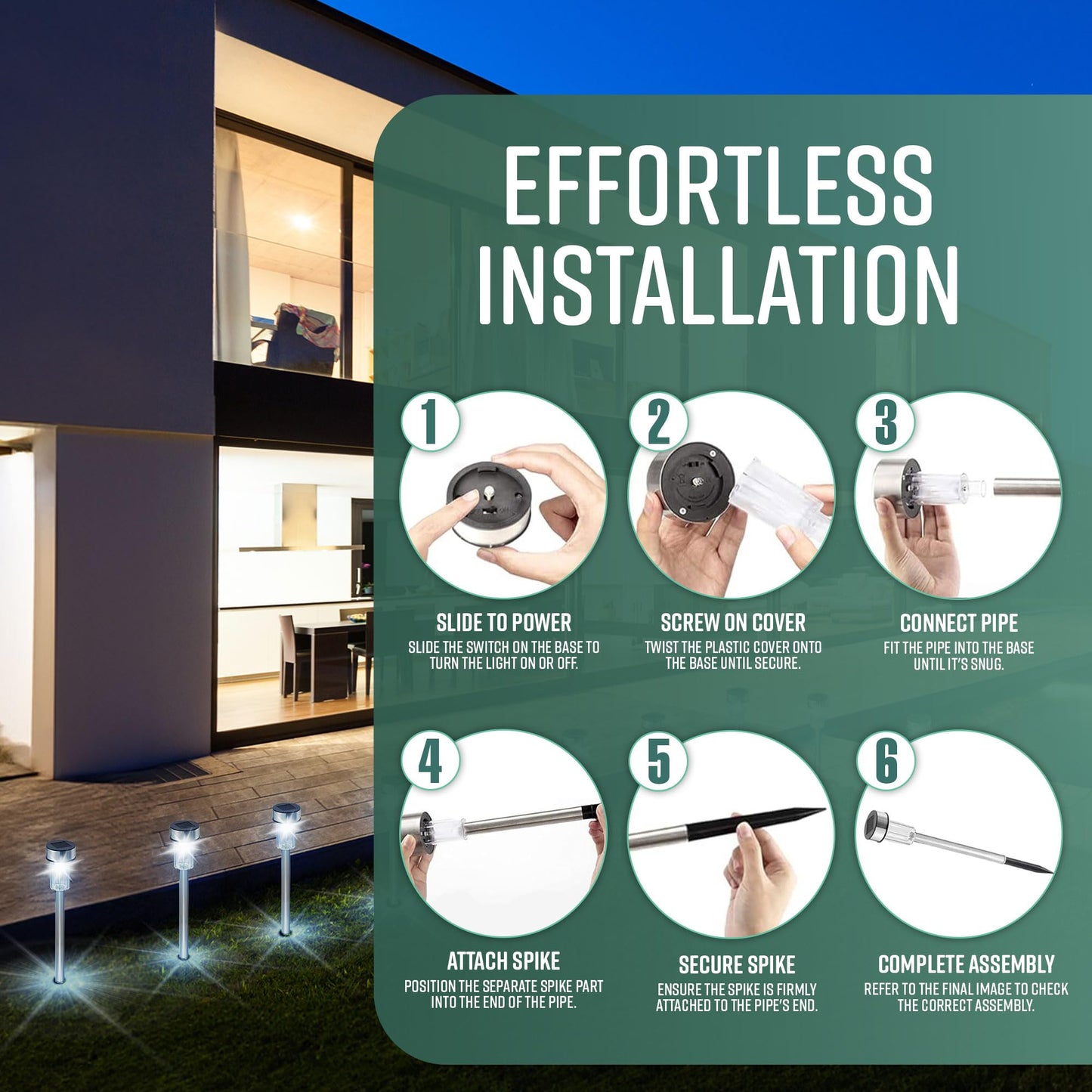 GloBrite 10PC Solar Garden Lights, Garden Stakes, Pathway Lighting | Waterproof Auto On-Off Solar Lights Outdoor Garden, Solar Powered Garden Lights, Solar Lights, Garden Lights, Outdoor Lights