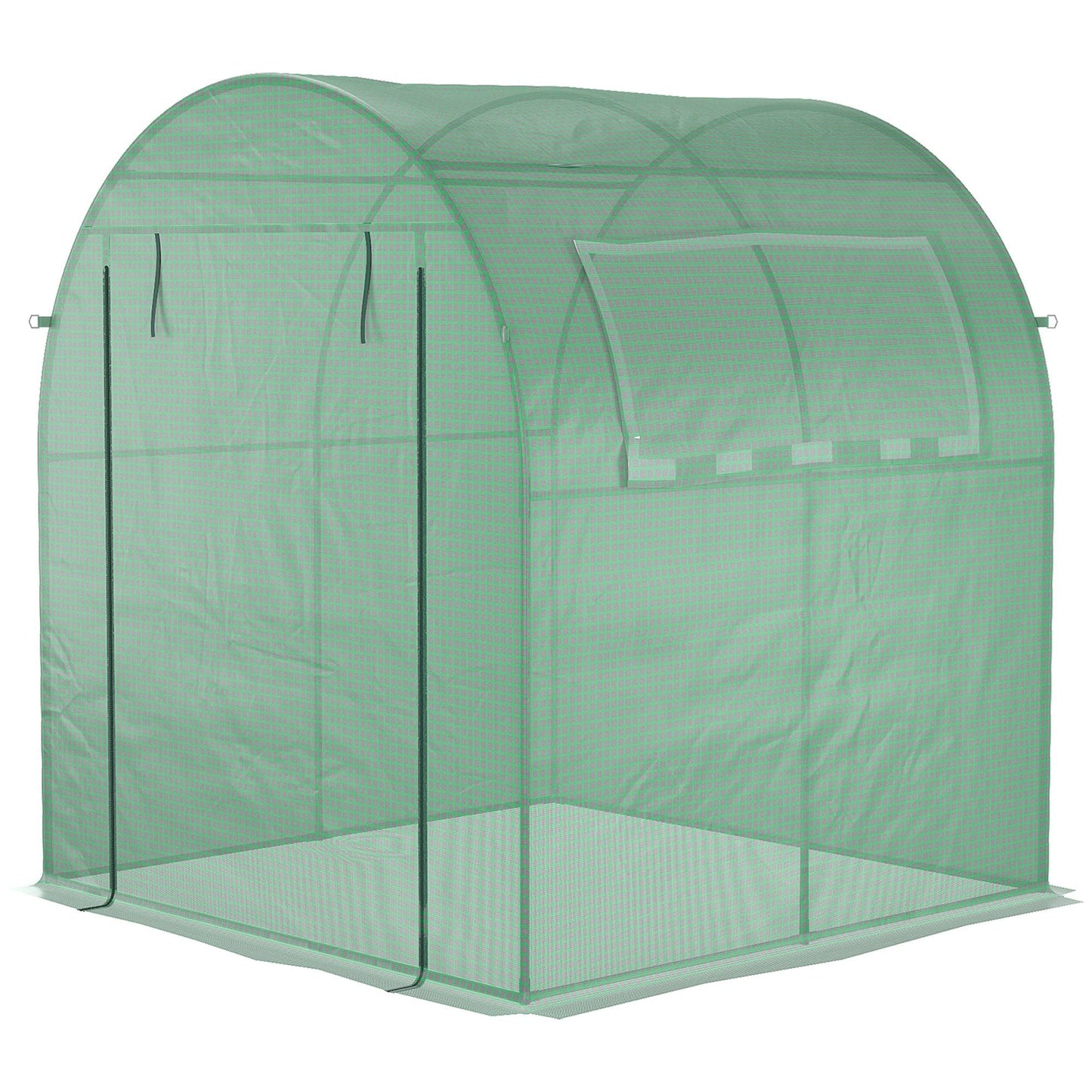 Outsunny Walk in Polytunnel Greenhouse, Tomato Greenhouse with Roll-up Window and Door, PE Cover, Steel Frame for Garden, 1.8 x 1.8 x 2 m, Green