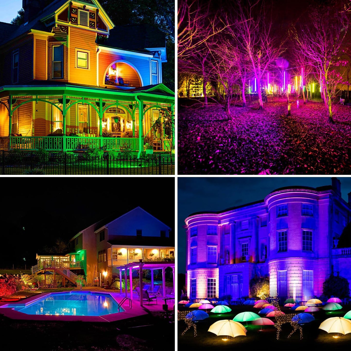 T-SUNUS 100W RGB LED Flood Lights, Colour Changing LED Security Garden Light with Remote Control, 16 Colours & 4 Modes, Waterproof Floodlight with UK Plug & Remote Control, Pack of 2