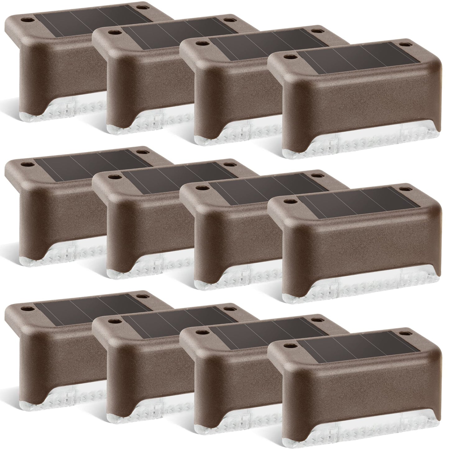 GIGALUMI Solar Deck Lights 12 Pcs Solar Solar Step Lights Bronze Solar Fence Lights Waterproof for Outdoor Pathway, Yard, Patio, Stairs, Step and Fences. (Warm White)