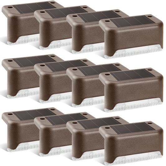 GIGALUMI Solar Deck Lights 12 Pcs Solar Solar Step Lights Bronze Solar Fence Lights Waterproof for Outdoor Pathway, Yard, Patio, Stairs, Step and Fences. (Warm White)