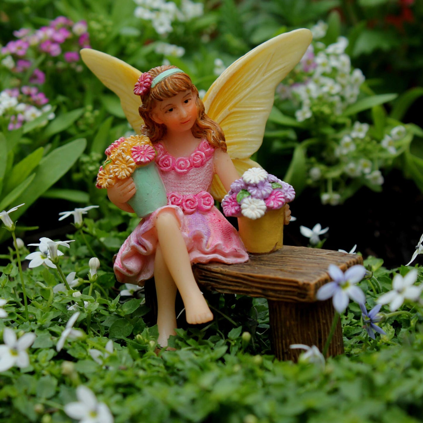 Pretmanns Fairy Garden Ornaments - Outdoor Accessories Kit, 4 Items: Fairies & Tree Swing