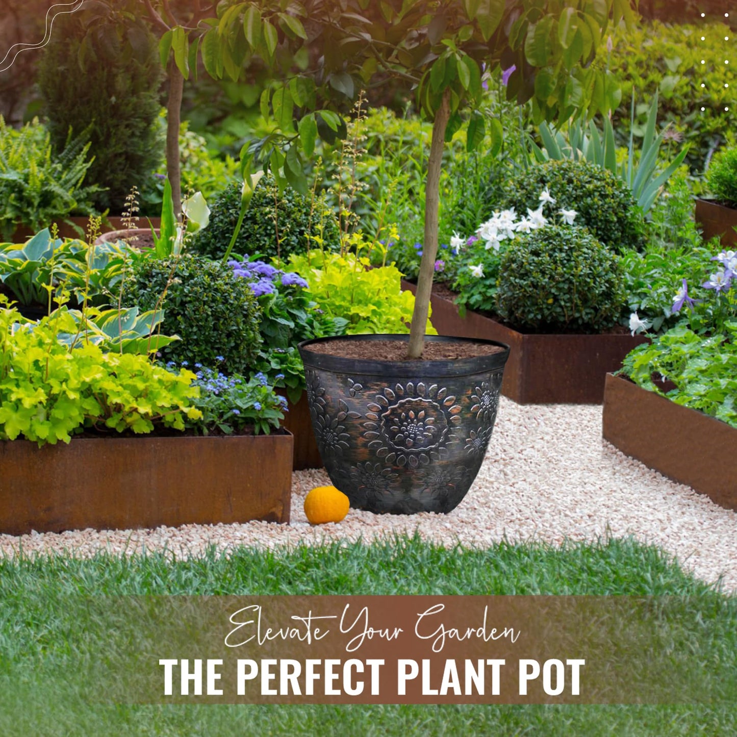 SG Traders Pack Of 2 X-Large Plastic Round Chengdu Plant Pots Indoor Outdoor Top Diameter Flower Pots with Drainage Holes, Beautiful Planters for Your Garden Needs (30, 36, 40cm)